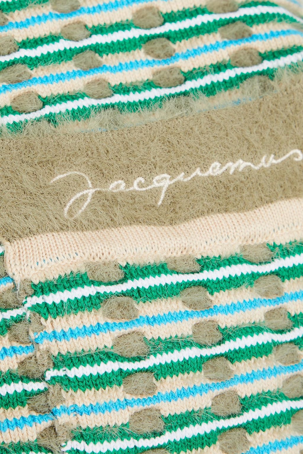 JACQUEMUS Striped open-knit cotton-blend cardigan