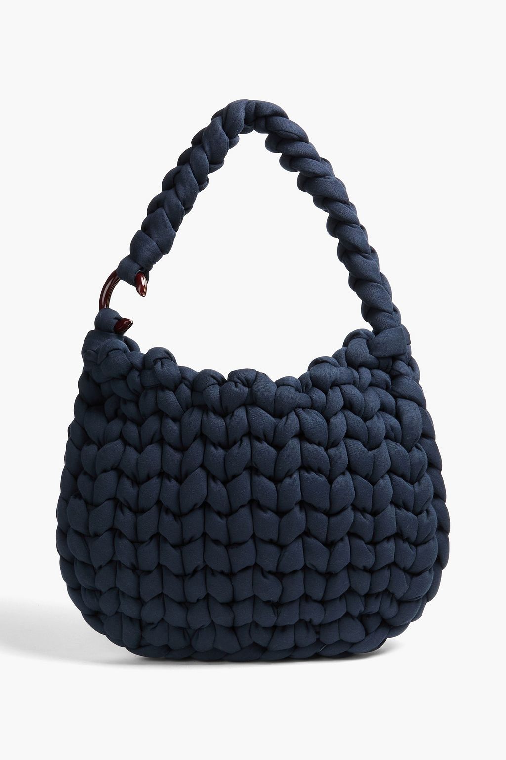 Wooden C woven shoulder bag
