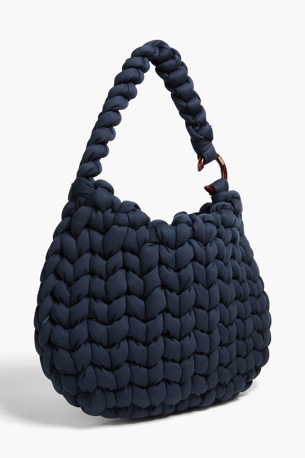 Wooden C woven shoulder bag