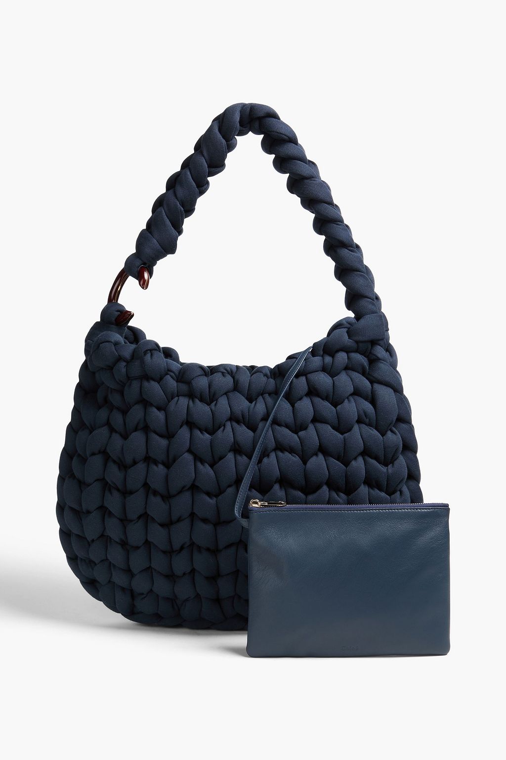 Wooden C woven shoulder bag