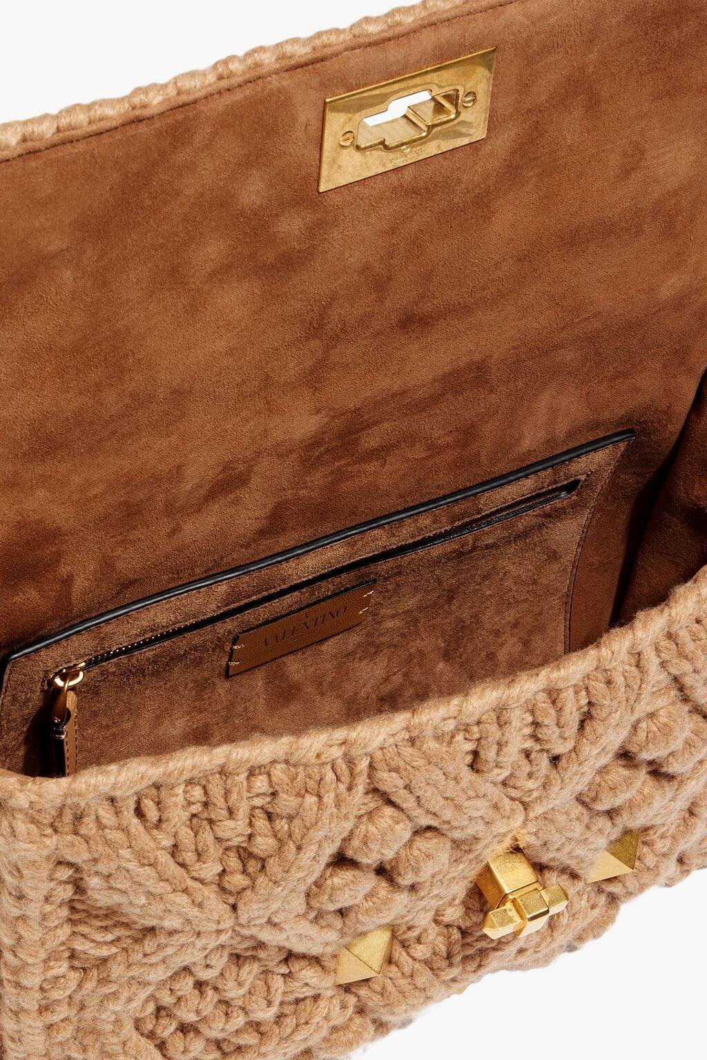 Valentino Garavani VALENTINO GARAVANI Roman Stud cable-knit shoulder bag - Bags | Shop From The Mirage