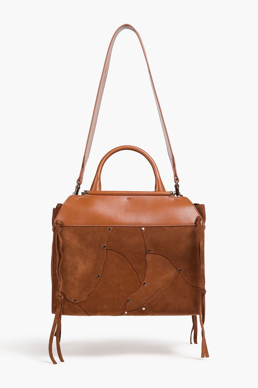 Steph studded leather and suede tote