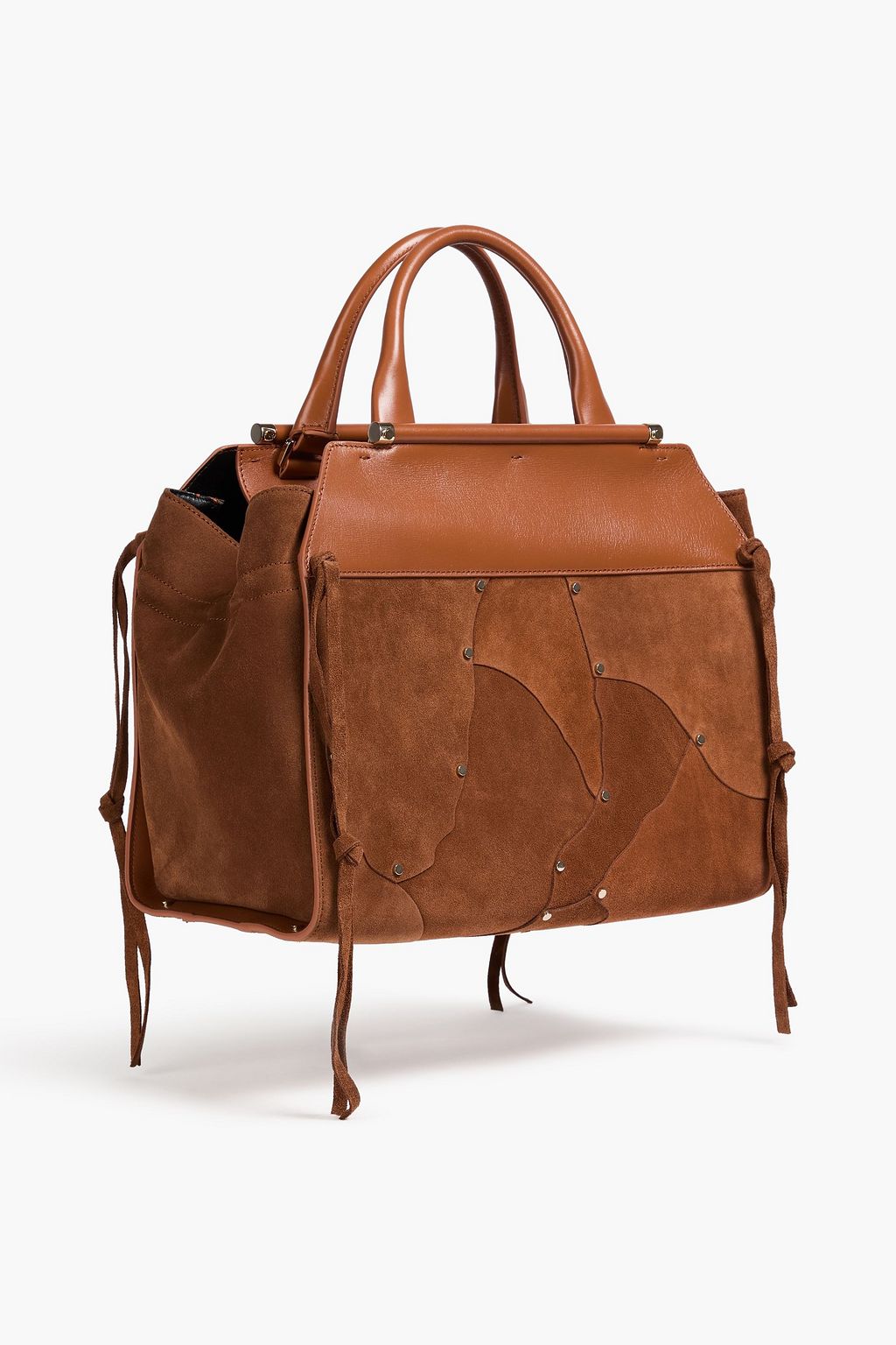 Steph studded leather and suede tote