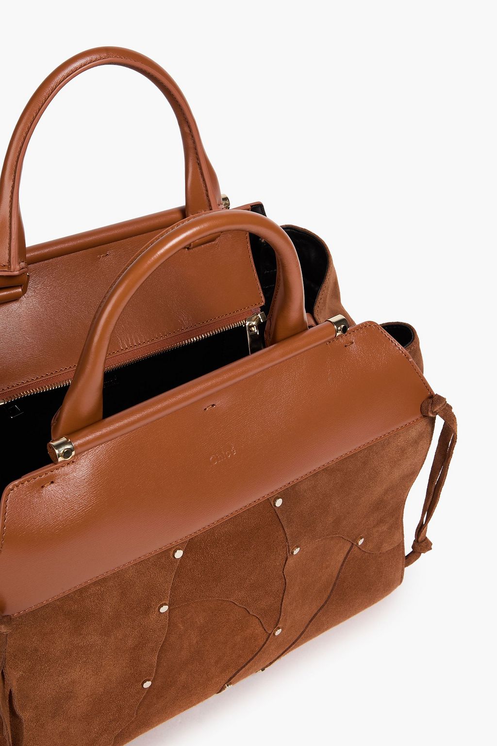 Steph studded leather and suede tote