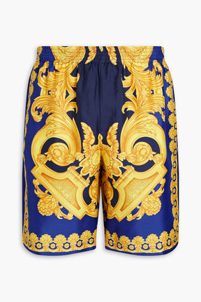 VERSACE Printed silk-twill shorts