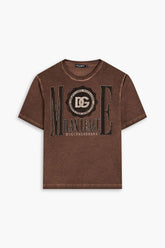 DOLCE&GABBANA Distressed printed cotton-jersey T-shirt