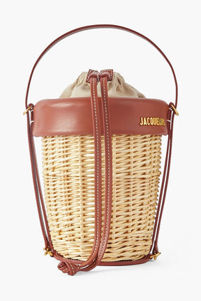 JACQUEMUS Le Panier leather-trimed raffia bucket bag