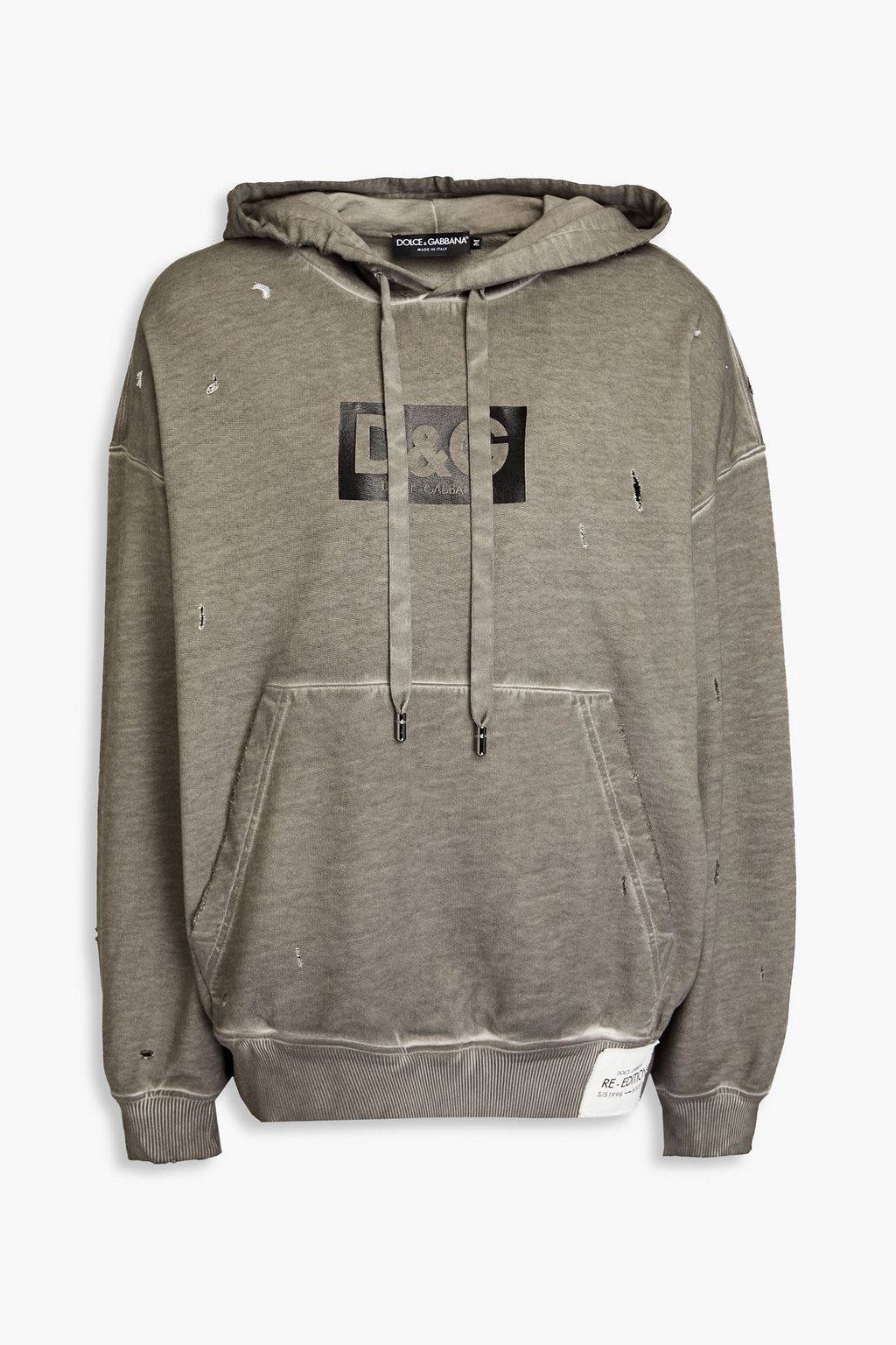 Dolce & Gabbana DOLCE&GABBANA Appliquéd French cotton-terry drawstring hoodie - Size: M Hoodies | Shop From The Mirage