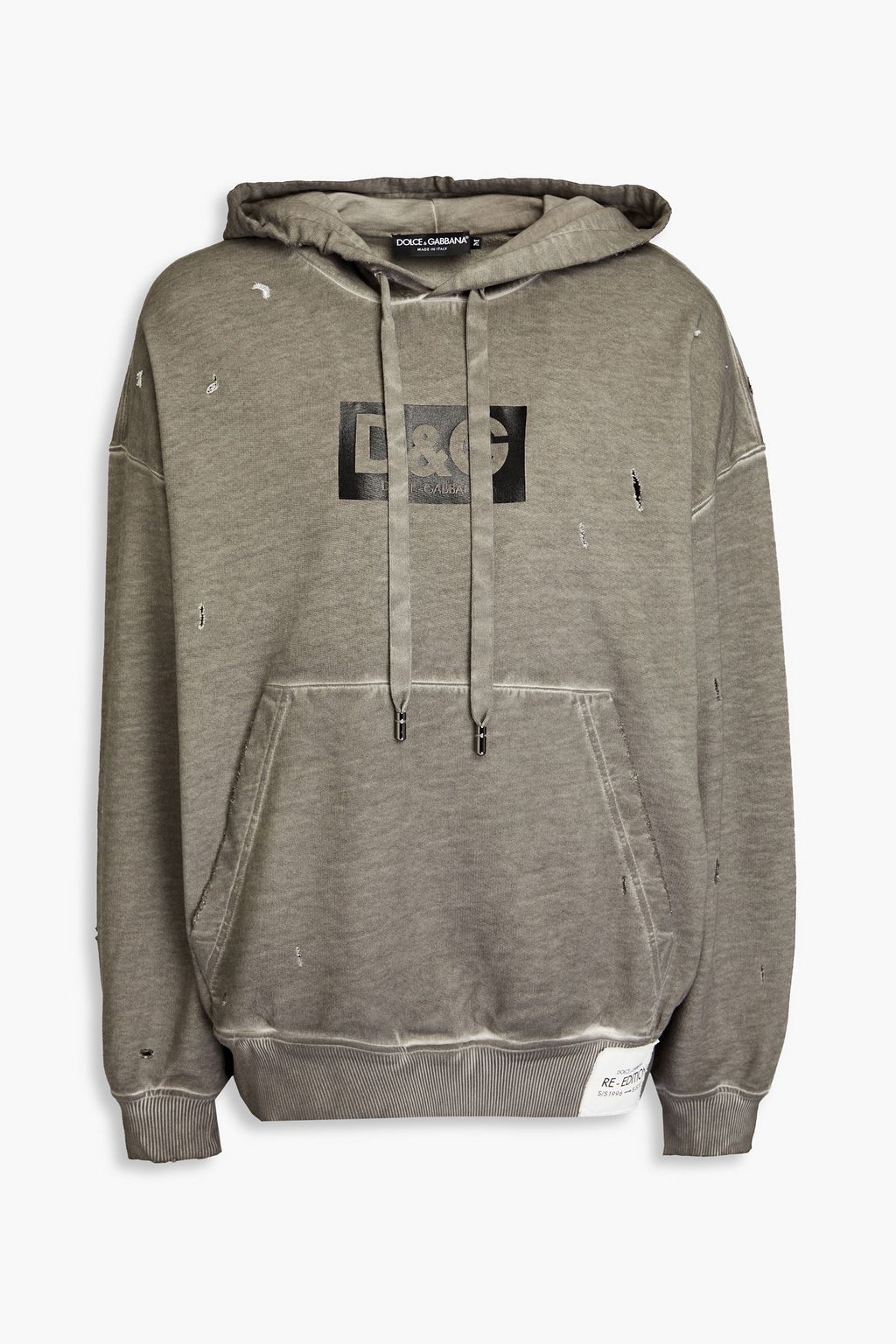 DOLCE&GABBANA Appliquéd French cotton-terry drawstring hoodie