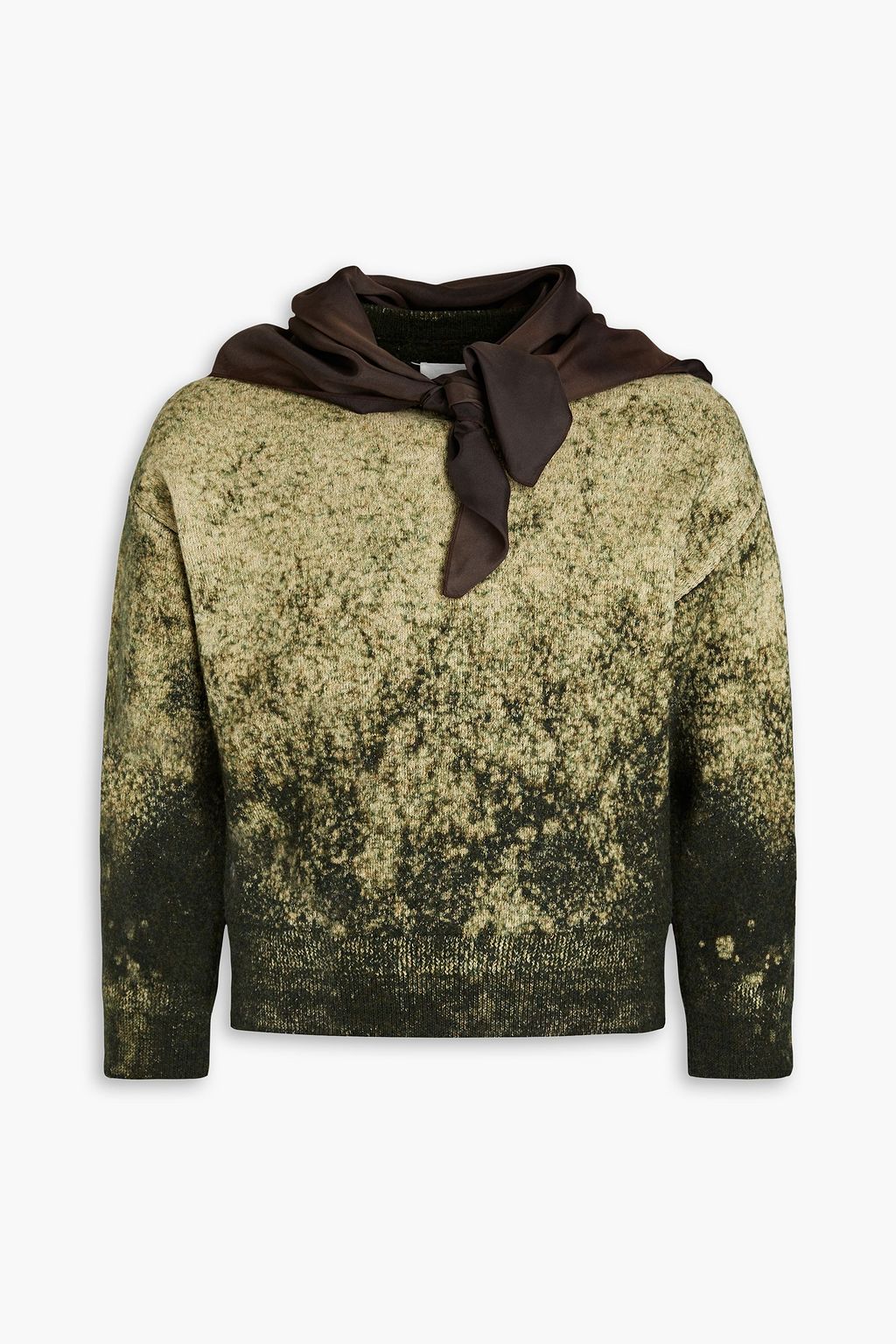 MAISON MARGIELA Satin-trimmed bleached wool and cotton-blend sweater