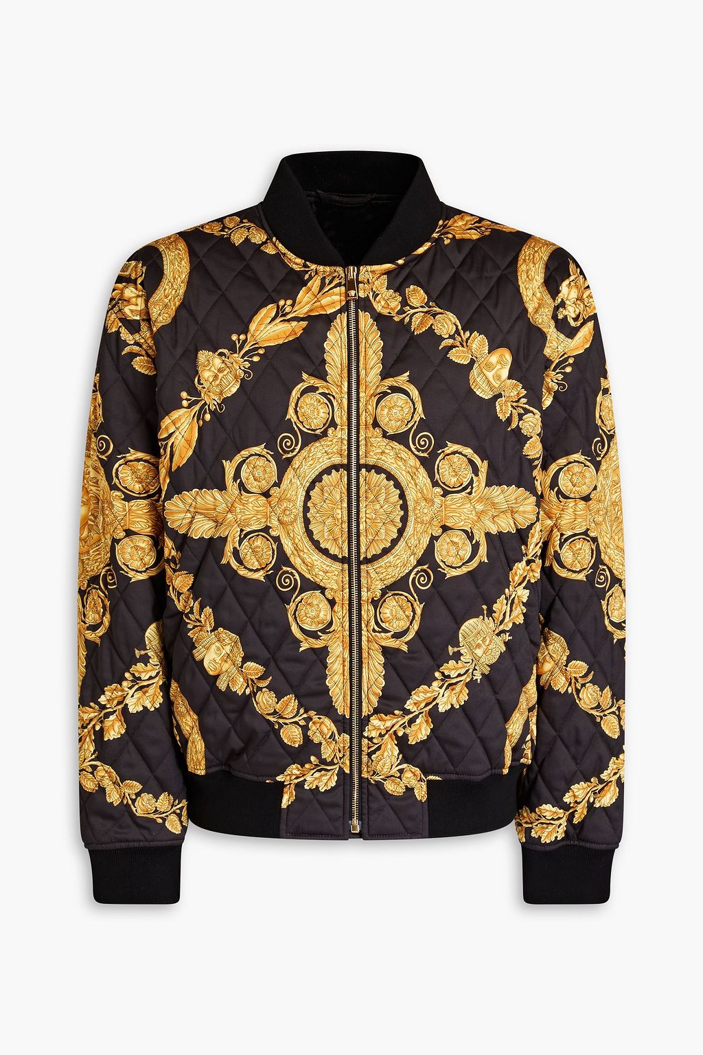 VERSACE Quilted printed satin-twill bomber jacket