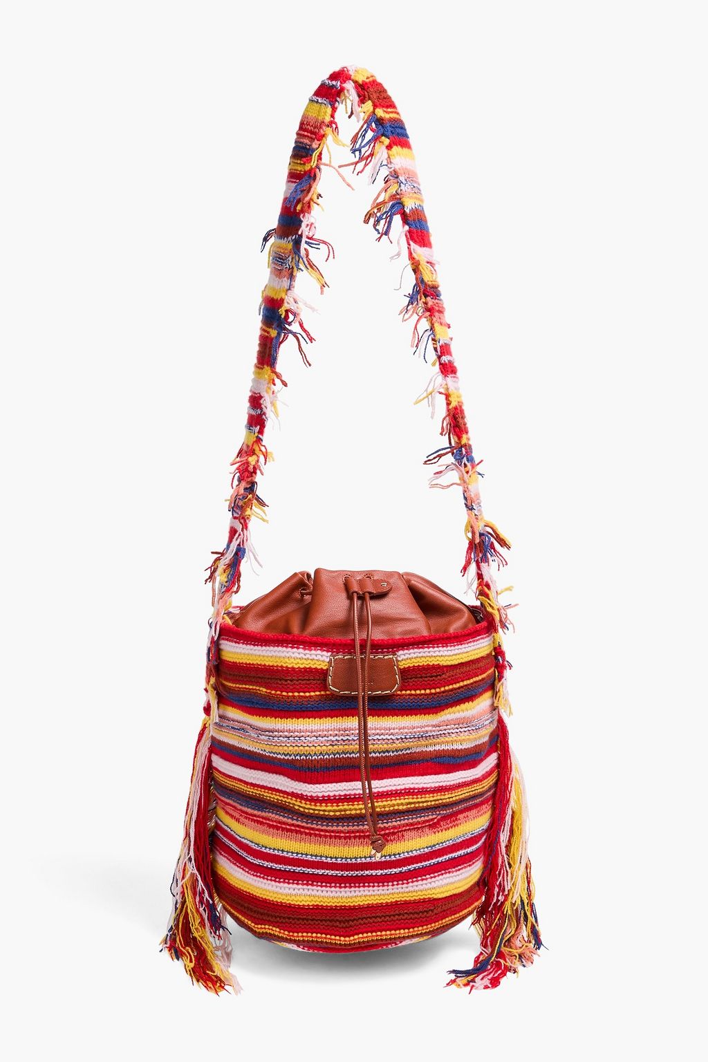 Jorge striped crochet bucket bag