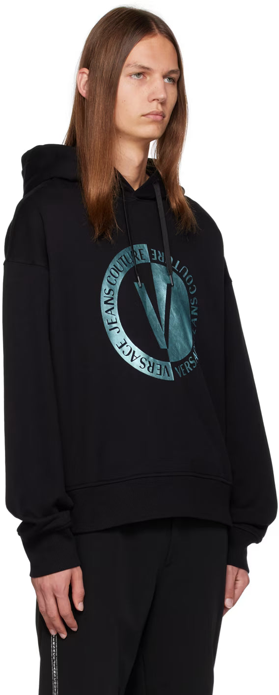 Black V-Emblem Hoodie