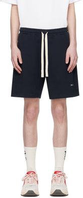 Navy Embroidered Shorts