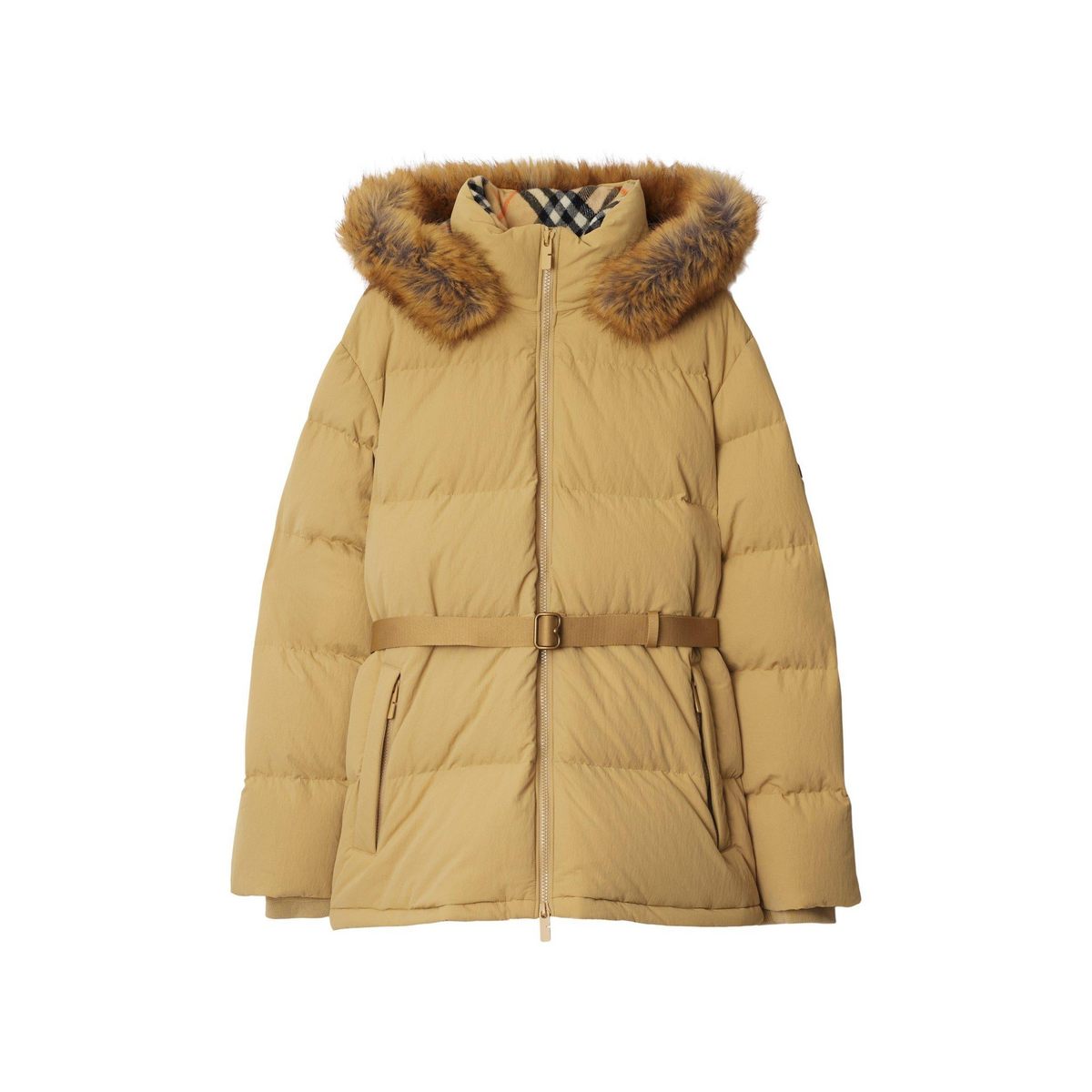 Water-Repellent Detachable Hood Faux-Fur Trim Short Puffer Jacket