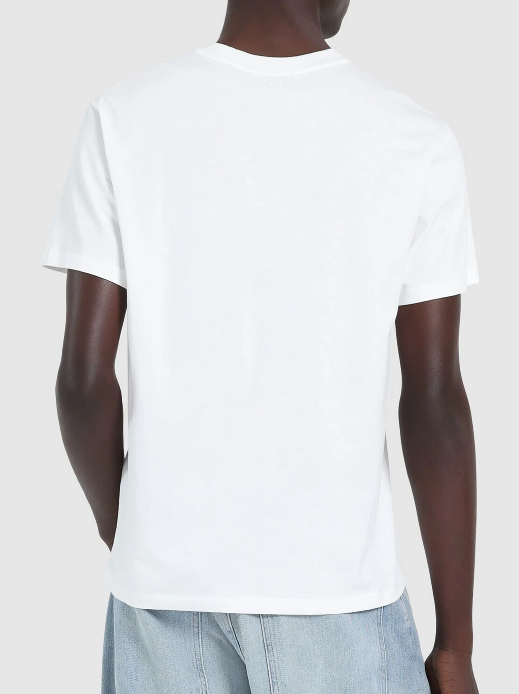Ami Paris Ami De Coeur White Embroidered Logo T-Shirt in White