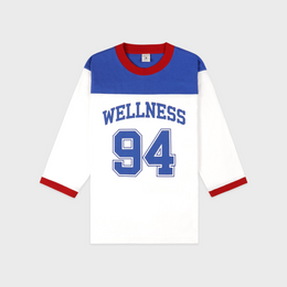 Wellness 94 Long Football Tee - White/Ruby/Team Blue