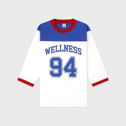 Wellness 94 Long Football Tee - White/Ruby/Team Blue