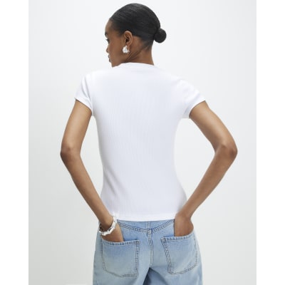 White & Black Ribbed Fitted T-Shirt Multipack