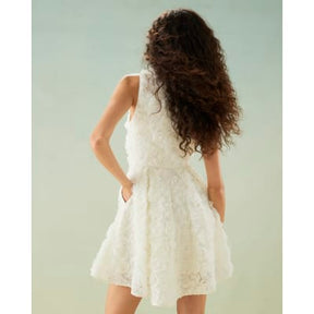 White 3D Floral Occasion Mini Dress
