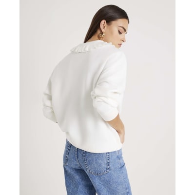 White A La Vie Collared Sweatshirt