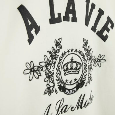 White A La Vie Collared Sweatshirt
