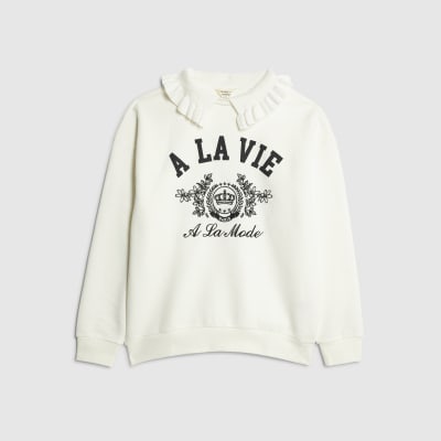 White A La Vie Collared Sweatshirt