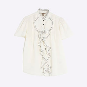 White Angel Sleeve Ruffle Shirt