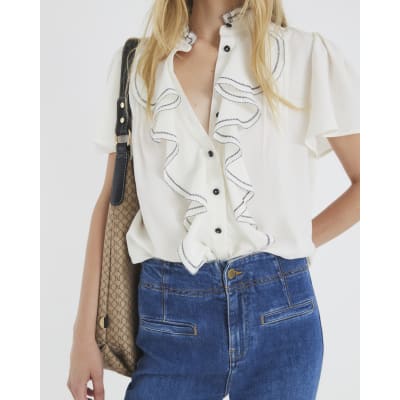 White Angel Sleeve Ruffle Shirt