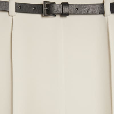 White Belted Straight Leg Trousers