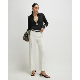 White Belted Straight Leg Trousers