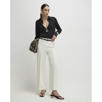 White Belted Straight Leg Trousers