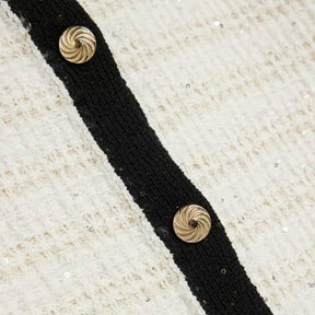 White Boucle Short Sleeve Cardigan