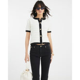 White Boucle Short Sleeve Cardigan
