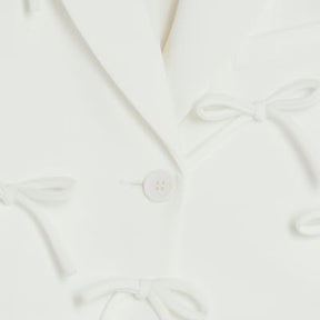 White Bow Front Cropped Blazer