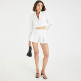 White Bow Front Cropped Blazer