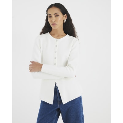 White Button Up Cardigan