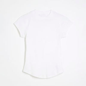 White Cap Sleeve High Neck T-Shirt