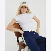 White Cap Sleeve High Neck T-Shirt