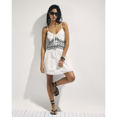 White Cornelli Mini Beach Dress