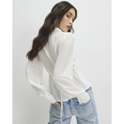 White Corset Detail Blouse