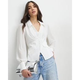 White Corset Detail Blouse