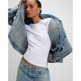 White Cotton Long Sleeve Fitted Top