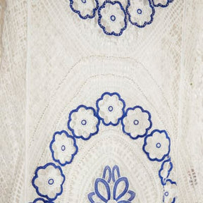 White Crochet Long Sleeve Mini Beach Dress