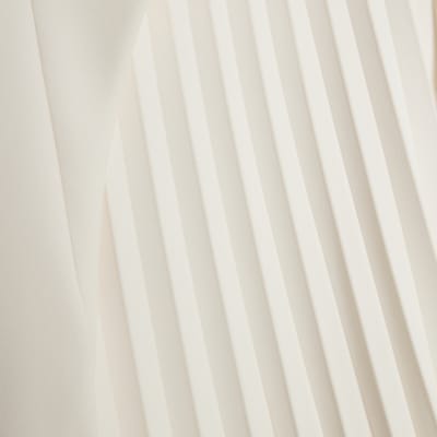 White Curved Panel Pleated Mini Dress