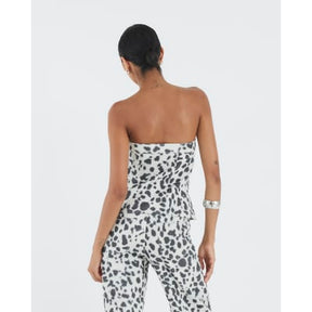 White Denim Spot Print Bandeau Top