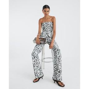 White Denim Spot Print Bandeau Top