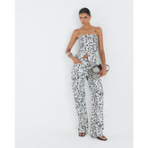 White Denim Spot Print Bandeau Top