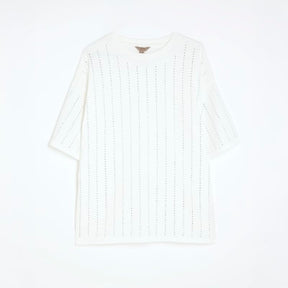 White Diamante Embellished T-shirt