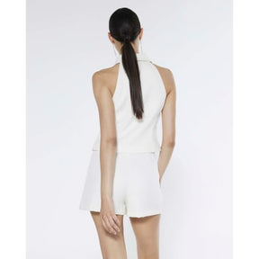 White Embellished Collared Waistcoat